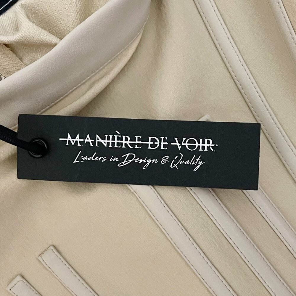 Maniere De Voir Size 10 Long Sleeve Beige Technical Corset Top NEW WITH TAGS - Picture 5 of 6